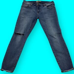 Kut from the Kloth Womens Distressed Skinny Jeans Blue Medium Wash Size 12